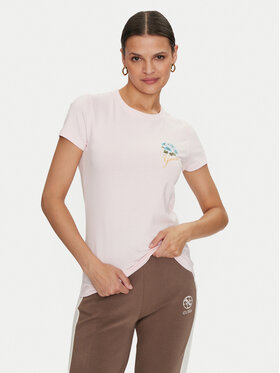 Guess Guess T-Shirt Flowers W4YI30 J1314 Różowy Slim Fit