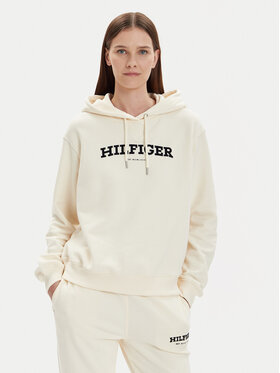 Tommy Hilfiger Tommy Hilfiger Mikina Monotype Flock WW0WW41236 Écru Relaxed Fit