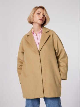 Simple Simple Prechodný kabát PLD510-01 Béžová Relaxed Fit