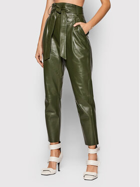 Custommade Custommade Кожени панталони Pinja 213418505 Зелен Regular Fit