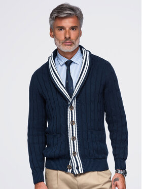 Ombre Ombre Kardigan OM-SWCD-0196 Granatowy Regular Fit