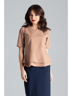 Lenitif Lenitif Bluzka L026 Brązowy Regular Fit