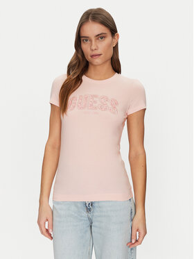 Guess Guess T-shirt W5GI04 J1314 Ružičasta Slim Fit