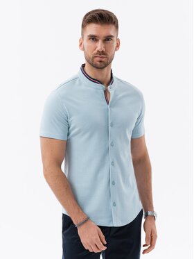 Ombre Ombre Koszula OM-SHSS-0101 Niebieski Regular Fit