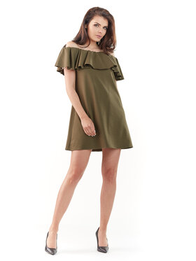 Awama Awama Letné šaty L065 Kaki Basic Fit