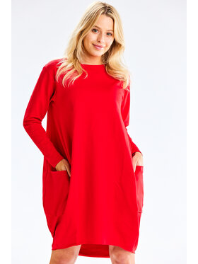Infinite You Infinite You Sukienka dzianinowa M329 Czerwony Basic Fit