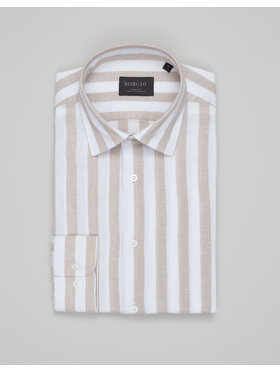Borgio Borgio Koszula passa_00703 Beżowy Slim Fit