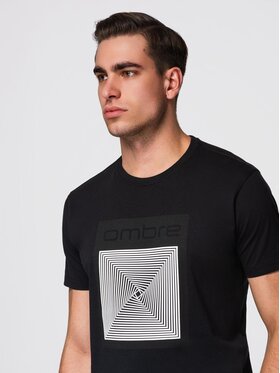 Ombre Ombre T-Shirt OM-TSPT-0260 Czarny Regular Fit