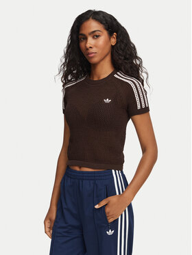 adidas adidas Tricou Knitted Crochet Cali KC6480 Maro Slim Fit