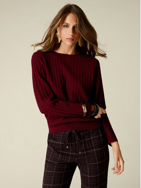 Oltre Oltre Sweter M294J005548N029 Bordowy Regular Fit