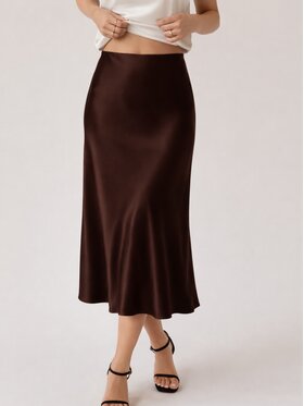 Cat&Cat Cat&Cat Maxi sukně maxi - jedwabna Hnědá Regular Fit