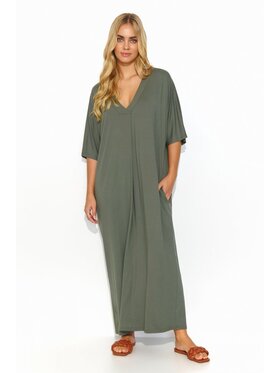Makadamia Makadamia Sukienka codzienna M820 Khaki Oversize