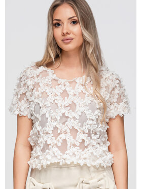 Ombre Ombre Bluzka OW-TS-E0062 Beżowy Loose Fit