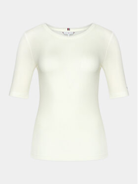 Tommy Hilfiger Tommy Hilfiger T-shirt Slim Soft Tencel C-Nk 1/2Slv WW0WW39789 Écru Slim Fit