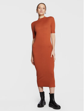 Calvin Klein Calvin Klein Sukienka dzianinowa Extra Fine Wool K20K205035 Pomarańczowy Regular Fit