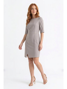 FIGL FIGL Koktejlové šaty M1372 Béžová Fitted Fit