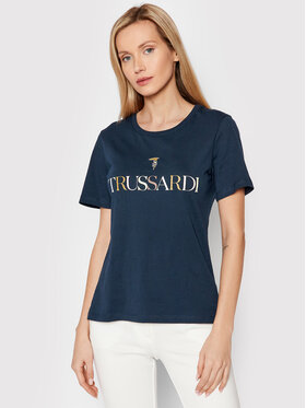 Trussardi Trussardi T-shirt Printed Logo 56T00442 Tamnoplava Regular Fit
