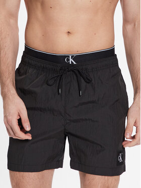 Calvin Klein Swimwear Calvin Klein Swimwear Plavecké šortky Medium Double Wb KM0KM00846 Černá Regular Fit