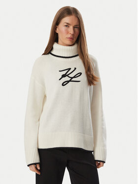 KARL LAGERFELD KARL LAGERFELD Bluză cu gât B4W18033 Alb Regular Fit