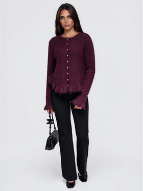 Ombre Ombre Kardigan OW-SW-E0010 Bordowy Regular Fit