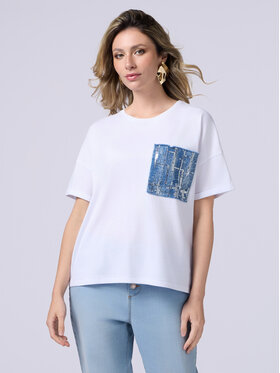 Oltre Oltre T-Shirt G362J004139N011 Biały Regular Fit
