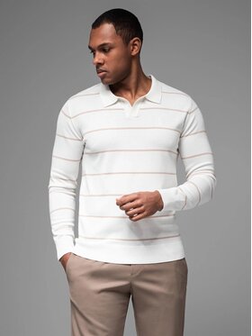Ombre Ombre Longsleeve OM-POLS-0146 Biały Regular Fit