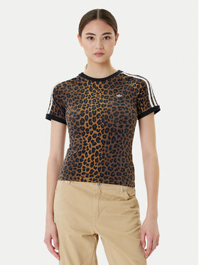 adidas adidas Póló Leopard Cali JW7304 Barna Slim Fit