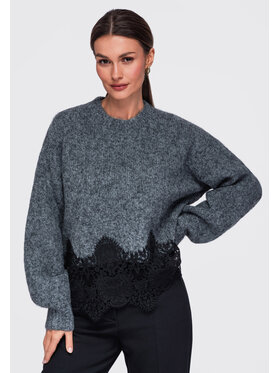 Ombre Ombre Sweter OW-SW-E0006 Szary Relaxed Fit