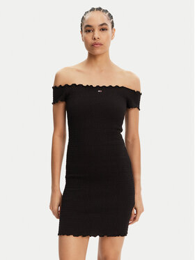 Tommy Jeans Tommy Jeans Rochie de vară DW0DW20298 Negru Slim Fit
