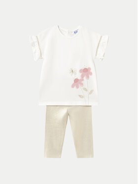 Mayoral Mayoral Komplet t-shirt i legginsy 1734 Beżowy Regular Fit
