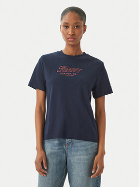 Tommy Hilfiger Tommy Hilfiger Majica Logo Interlock WW0WW48707 Mornarsko modra Regular Fit