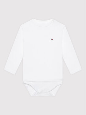 Tommy Hilfiger Tommy Hilfiger Детско боди Baby Solid KN0KN01408 Бял Regular Fit