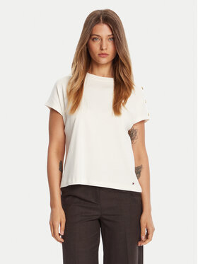 Tommy Hilfiger Tommy Hilfiger Marškinėliai Gold Button WW0WW47455 Écru Regular Fit