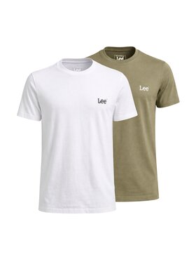 Lee Lee T-Shirt TWIN PACK CREW Biały Regular Fit