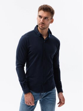 Ombre Ombre Koszula OM-SHCS-0177 Granatowy Slim Fit
