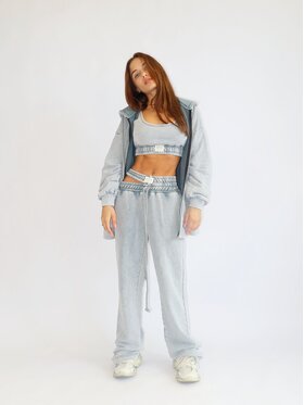 MissDenim MissDenim Bluza Oversize Zip Hoodie Szary Oversize