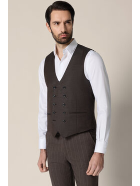 Lancerto Lancerto Kamizelka garniturowa Selva KA073126000009 Brązowy Slim Fit