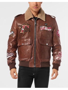 PHILIPP PLEIN PHILIPP PLEIN Giacca di pelle 26043 Marrone Regular Fit
