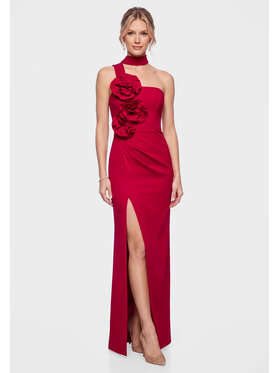 Ombre Ombre Večerní šaty LA-OM-DLR453 Červená Slim Fit
