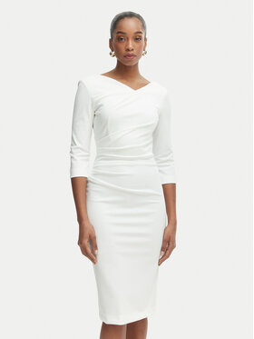 Rinascimento Rinascimento Коктейлна рокля CFC0127699003 Бял Slim Fit