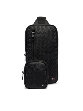 Tommy Hilfiger Tommy Hilfiger Torbica za okrog pasu Embossed Flag Sling Bag AM0AM14191 Črna