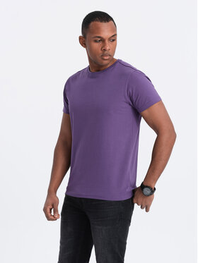 Ombre Ombre T-Shirt OM-TSBS-0146 Fioletowy Regular Fit