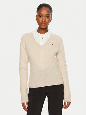 Tommy Hilfiger Tommy Hilfiger Džemper WW0WW43505 Bež Regular Fit