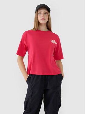4F 4F T-Shirt 4FWSS25TTSHF1996-54S Różowy Oversize