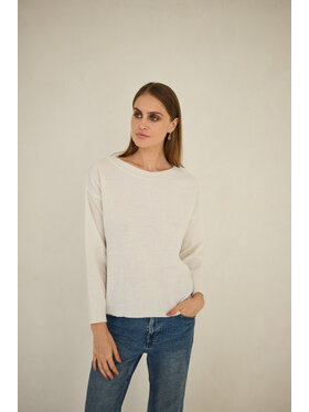 Entelier Entelier Sweter dekolt łódka Biały Relaxed Fit