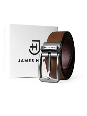 James Hawk James Hawk Pasek Męski Męski skórzany pasek dwustronny Brązowy