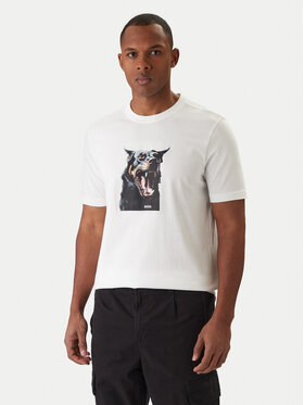BOSS BOSS Tricou Dobermann 50558965 Alb Regular Fit