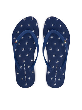 Tommy Hilfiger Tommy Hilfiger Zehentrenner Repeat Logo Platform FW0FW09199 Dunkelblau