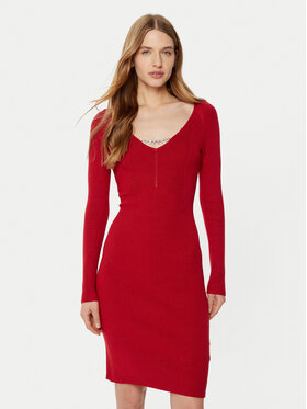 Guess Guess Rochie tricotată W5RK07 Z2YJ2 Roșu Regular Fit