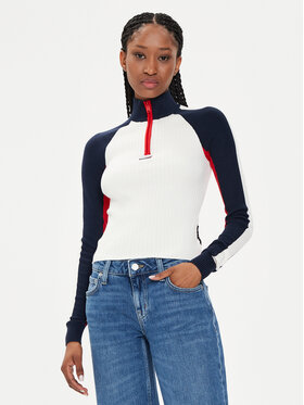 Tommy Jeans Tommy Jeans Pullover Colorblock DW0DW18595 Écru Slim Fit